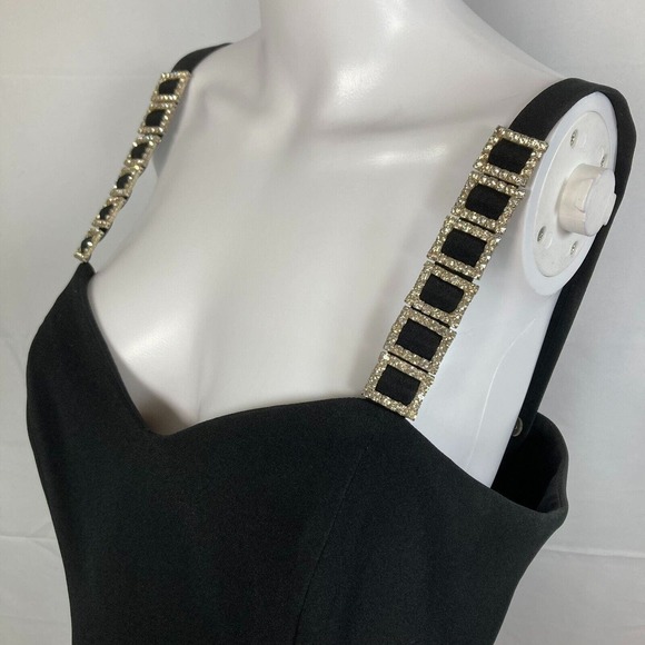 Nina Austin Dress Womens Sz 10 Black Cocktail Sheath‎ Rhinestone Elegant - Picture 4 of 14